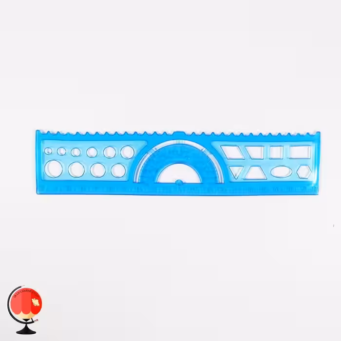 خط کش ژله ای 20 سانتی متری شابلون دار آبی نبیل