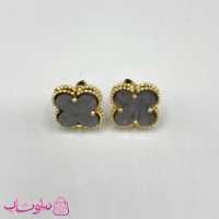 گوشواره دخترانه طرح ونکلیف طوسی آبکاری طلا کیفیت مستر کد 240