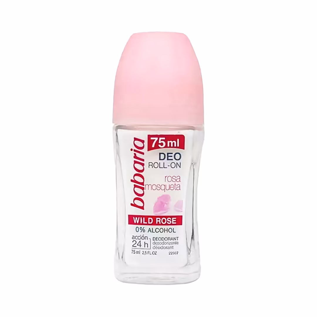 رول ضد تعریق باباریا (babaria) مدل گل رز و پنبه (صورتی) مناسب پوست حساس حجم 75 میلی لیتر