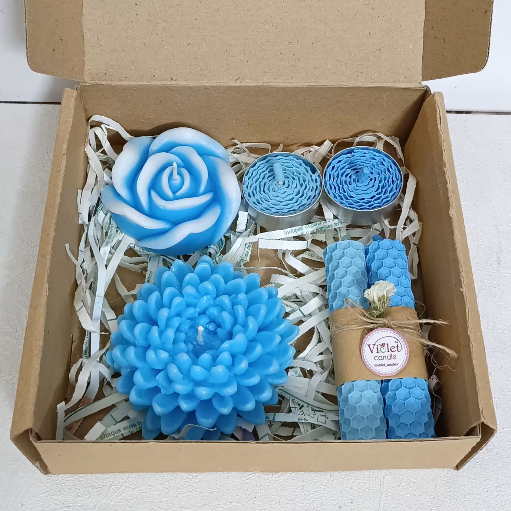 پک هدیه شمع آبی