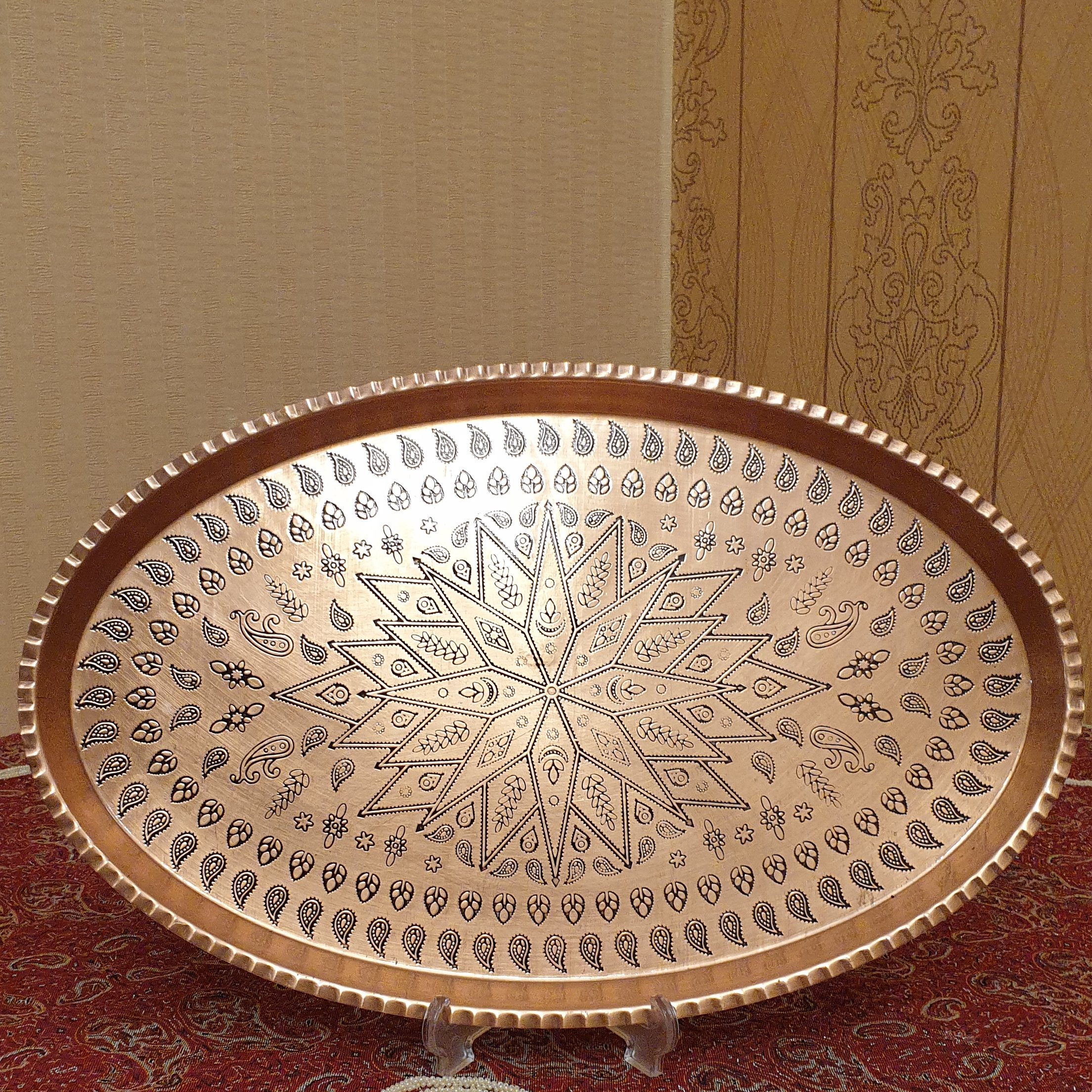 سینی مسی طرحدار سایز 39سانتی