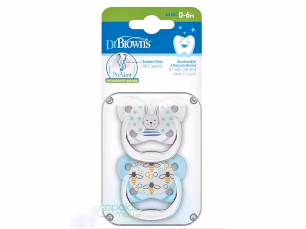 پستانک سیلیکونی ارتودنسی نوزادی 6-0 ماه دوعددی دکتر براون Dr Browns