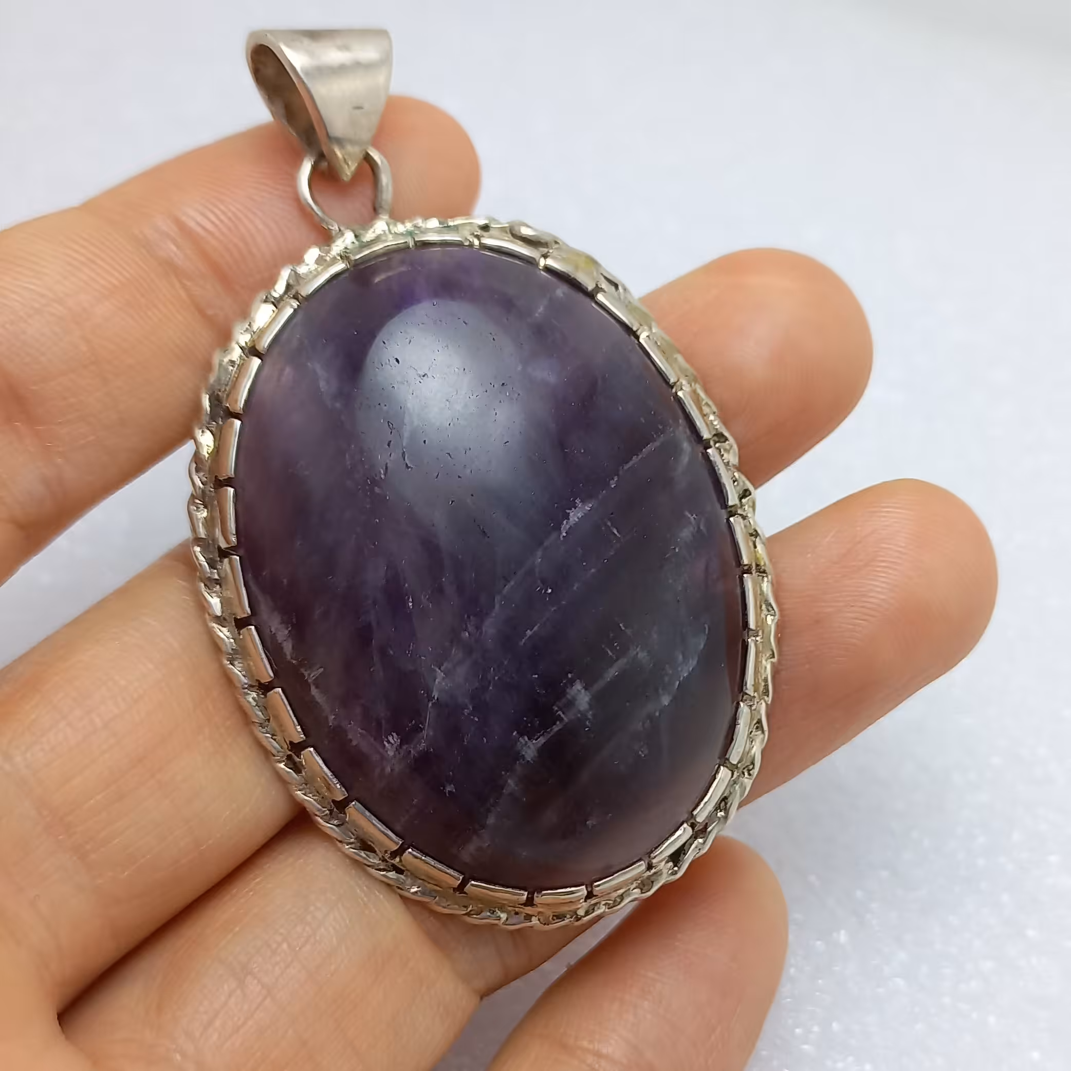 آویز نقره نگین  آمیتیست 