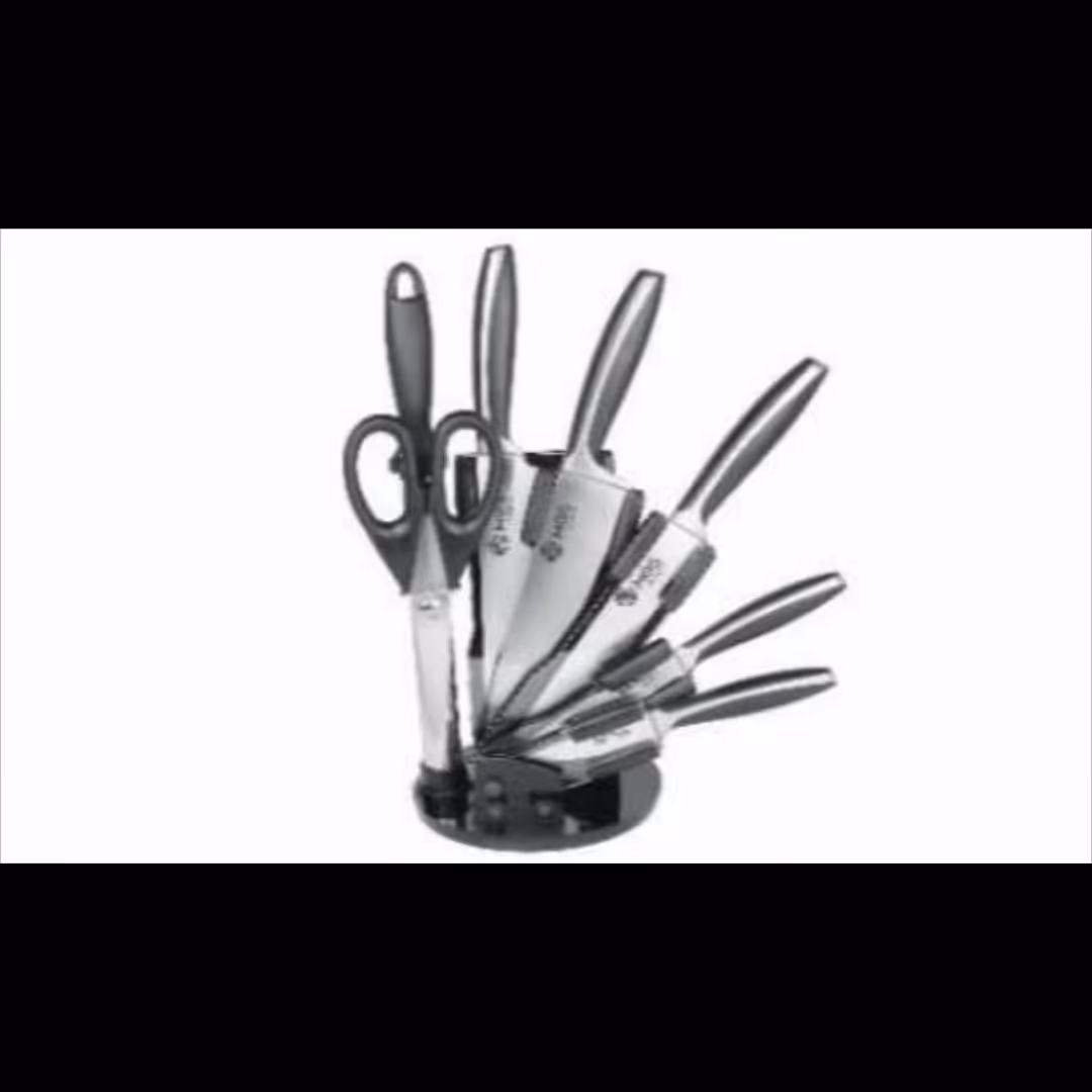 سرویس کارد آشپزخانه 9 پارچه مشکی کد 5012B