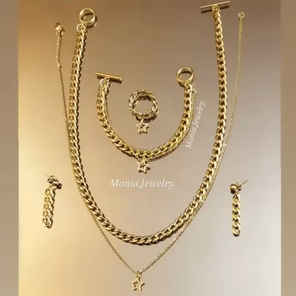 سرویس کارتیر استیل ترکیب با زنجیر و آویز ستاره