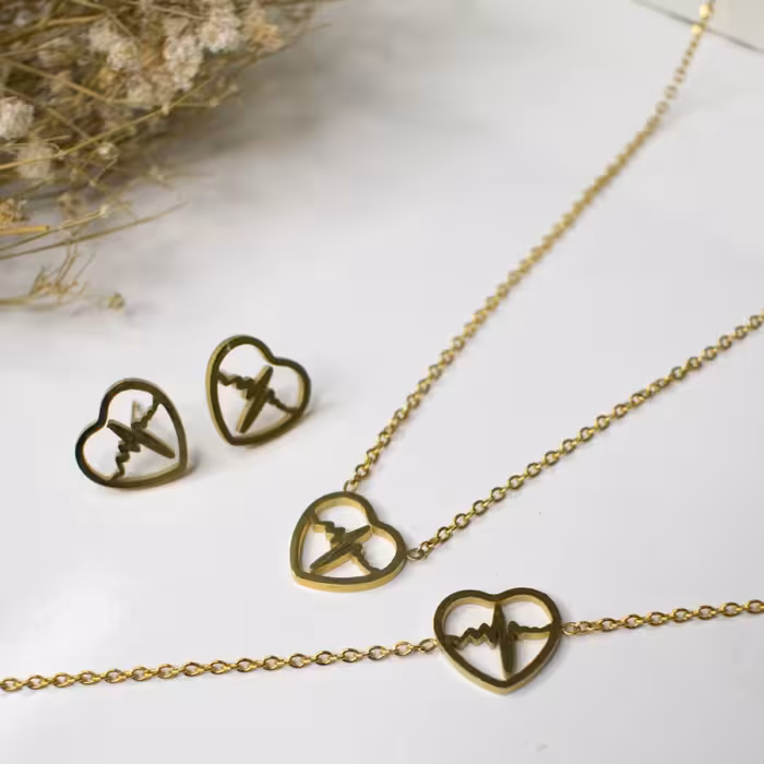 نیمست استیل طرح قلب و نبض ثبات رنگ بالا کد5454