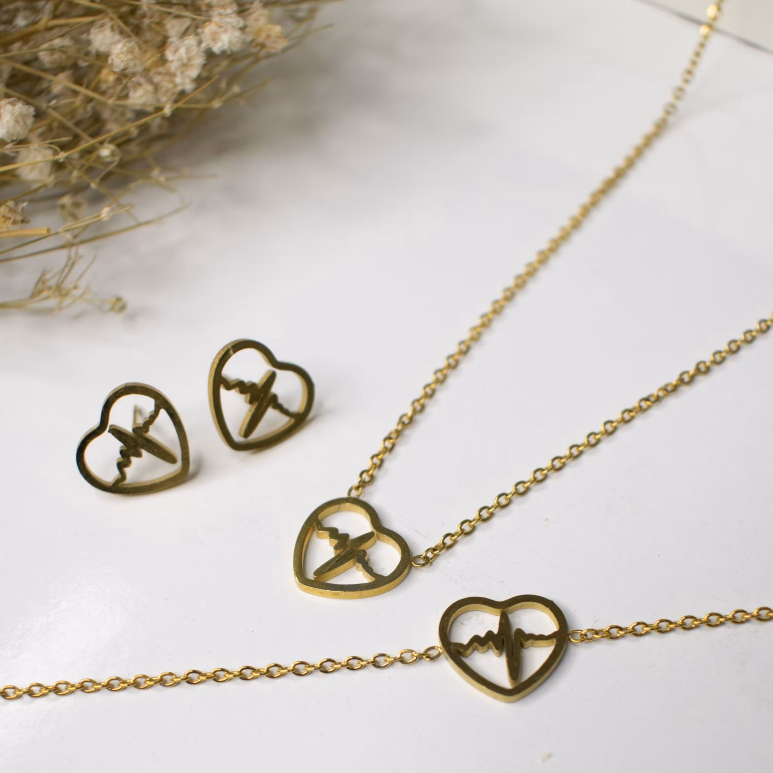 نیمست استیل طرح قلب و نبض ثبات رنگ بالا کد5454