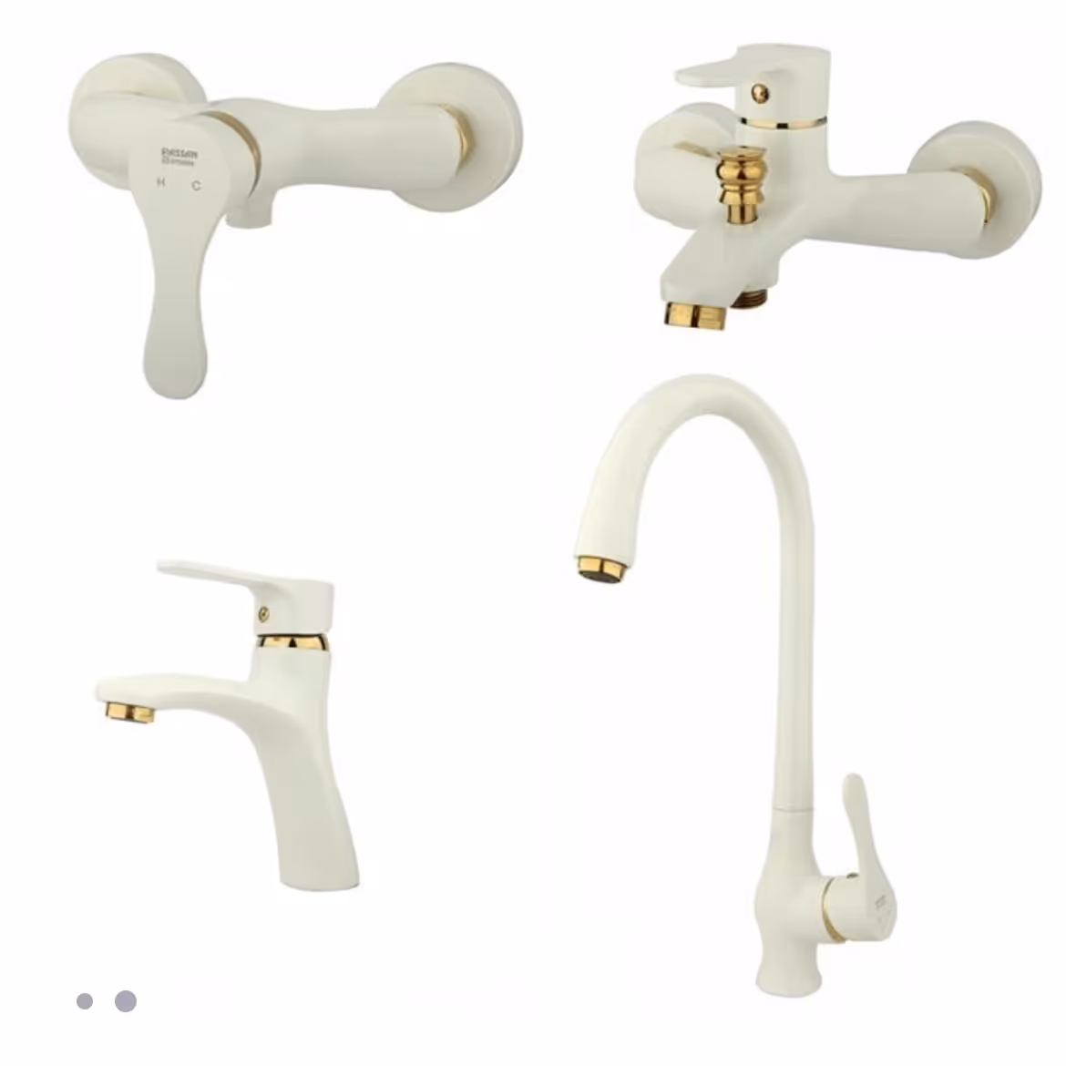 ست شیرآلات راسان مدل صدف شیری طلایی