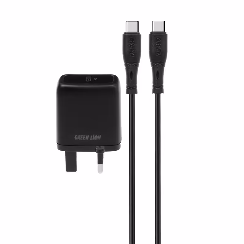 شارژر دیواری 20 وات گرین لاین مدل GN20UKCCBK  به همراه کابل تبدیل USB-C