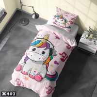 روتختی یک نفره 4 تکه  سه بعدی کودکان . و نوجوانان میکروتترون مدل اسب شاخدار موزیکال