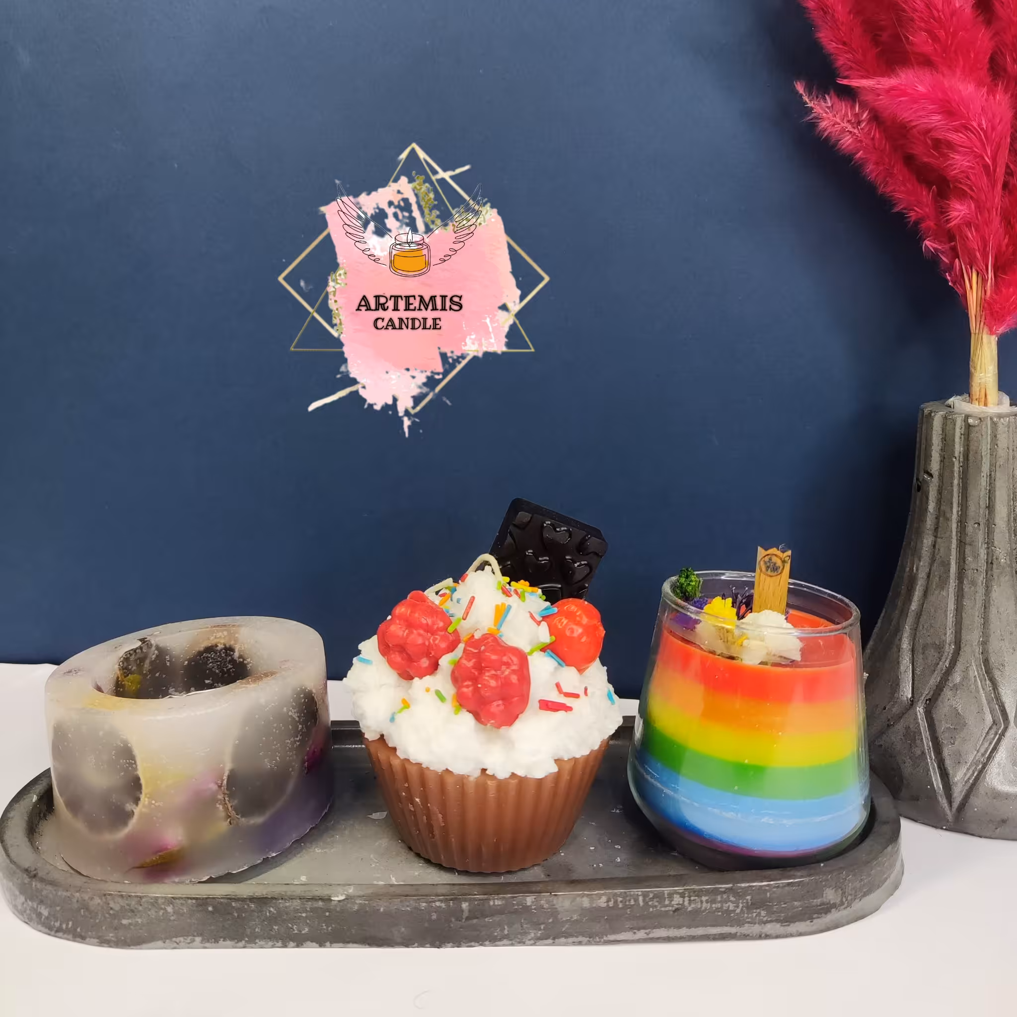 ست شمع و سنگ کاپ کیک و شمع فانوسی