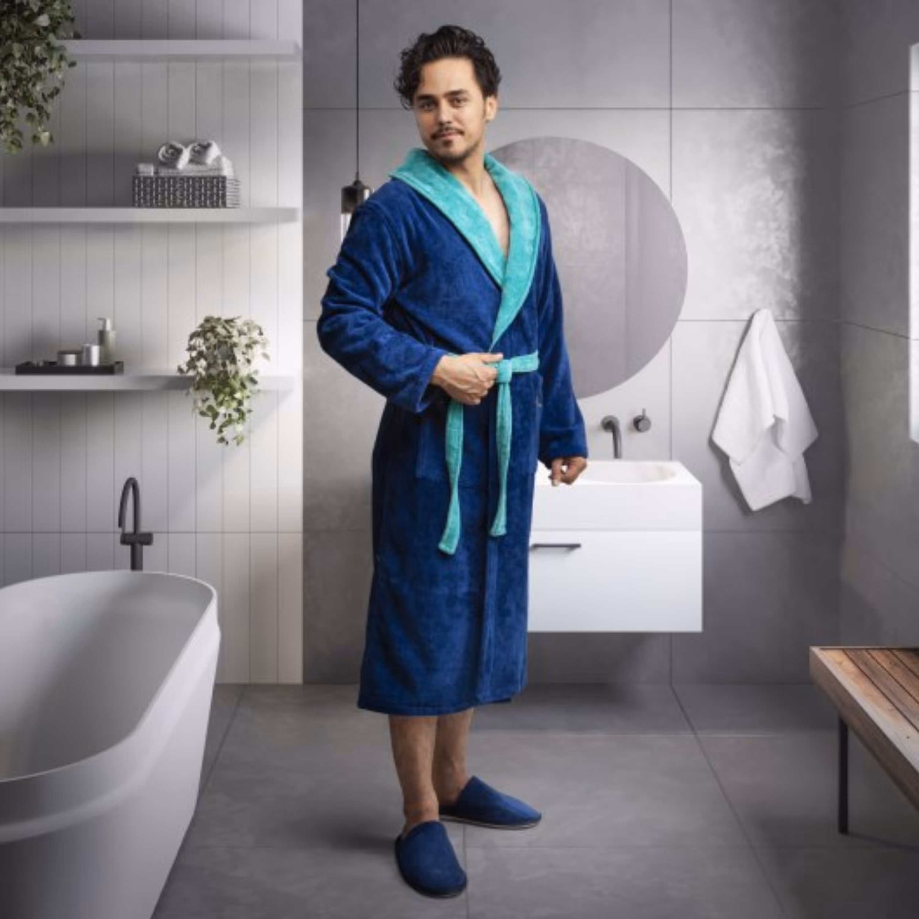 حوله تنپوش پودایران طرح یوناس رنگ سرمه ای سایز مدیوم (115) ضد حساسیت و ضد باکتری