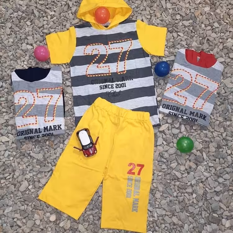 لباس هودی شلوارک پسرانه بچگانه-سایز 50-55-تیشرت شلوارک پسرانه