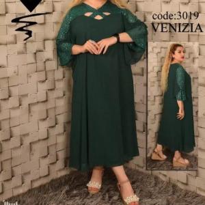 پیراهن مجلسی یقه ضربدری سایز بزرگ