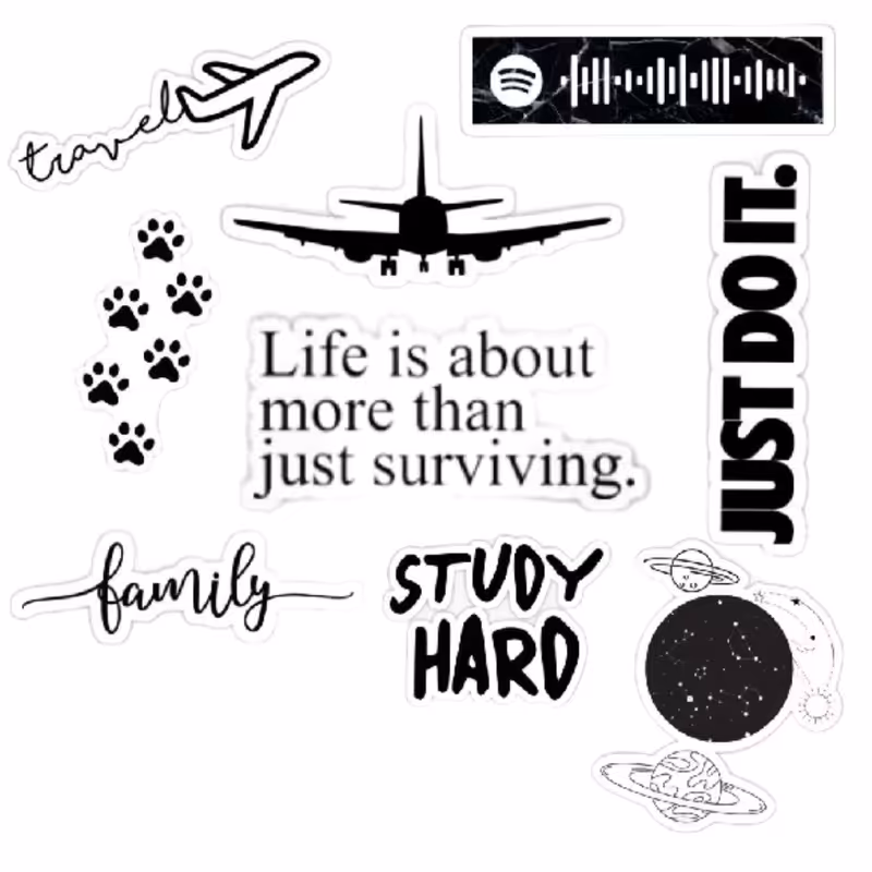 استیکر لپ تاپ مدل travel کد 1127 مجموعه 9 عددی