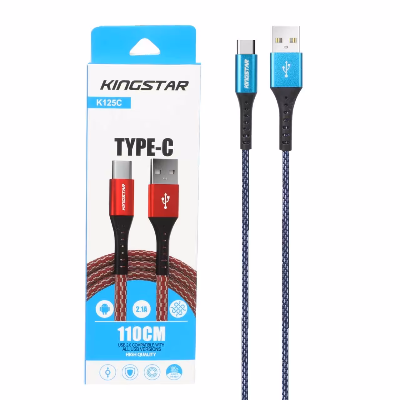 کابل شارژ KingStar Type-C مدل K125C-آبی