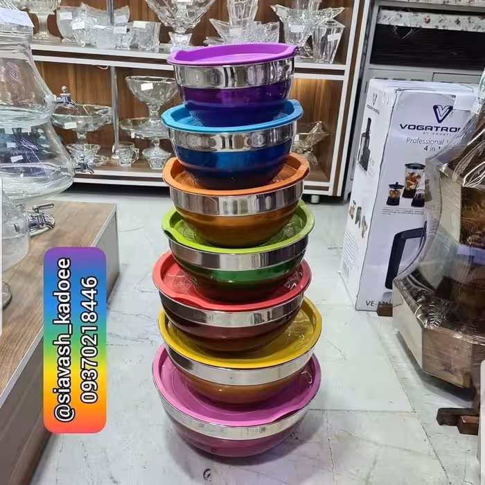 لگن استیل 7پارچه رنگی برند yiyi
(لگن رنگی _ لگن دربدار _ آشپزخانه)