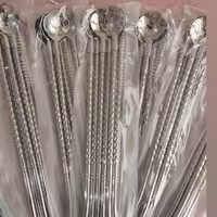 قاشق نی شربتی درجه یک یک دست 6عدد 