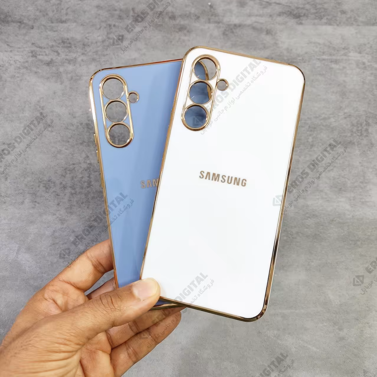 قاب مای کیس سامسونگ A54 دور طلایی الکتروپلیتینگ - آبی
