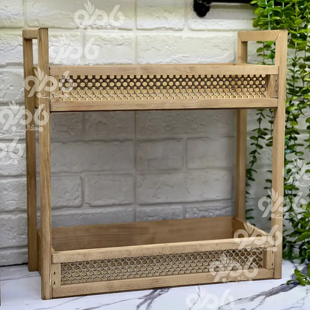استند چوبی 2طبقه حصیری 18*41*42