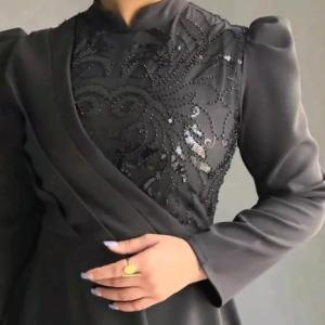 پیراهن مهمانی زنانه کرپ مدل مهره دوزی