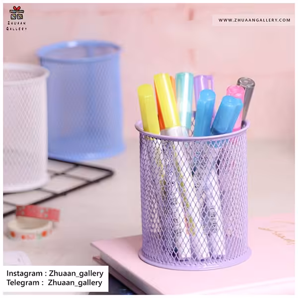 جاقلمی رومیزی پاستلی فلزی توری