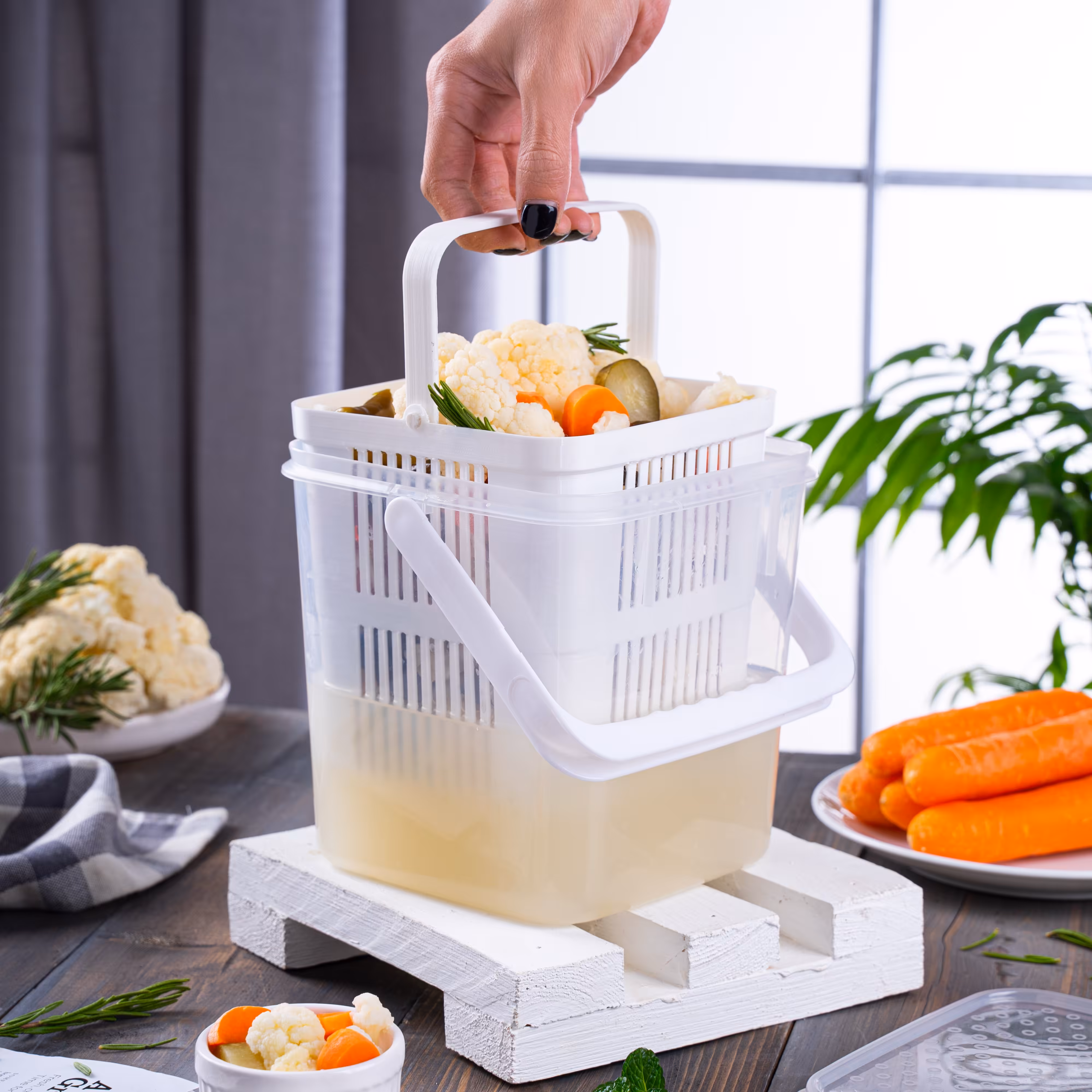 ظرف نگهدارنده  ترشیجات و لبنیات سایز متوسط مانیا مدل سبد دار