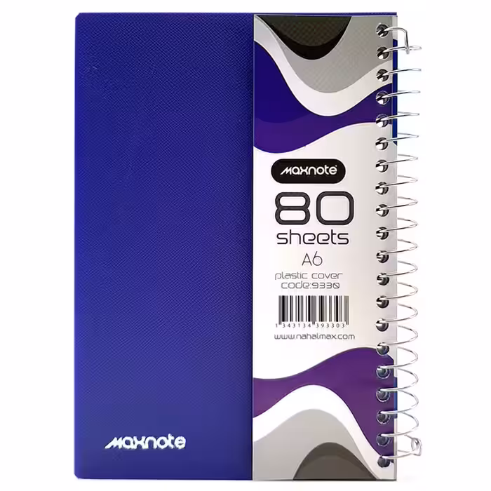 خرید دفتر یادداشت 80 برگ Nahal Max نهال مکس جلد طلقی سیم از بغل کد 9330