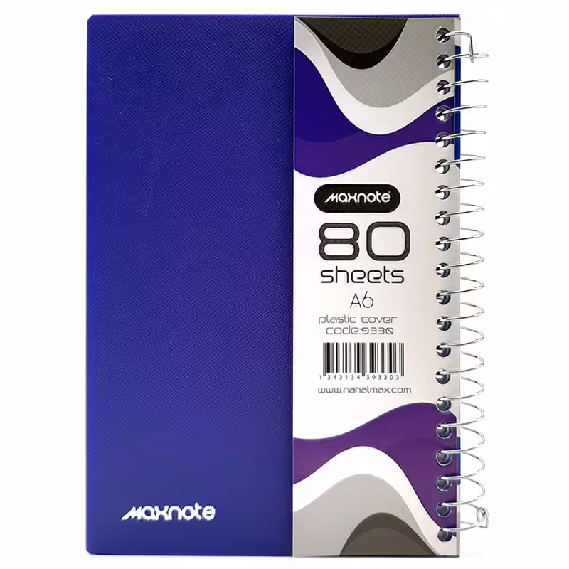 خرید دفتر یادداشت 80 برگ Nahal Max نهال مکس جلد طلقی سیم از بغل کد 9330