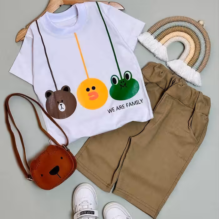 تیشرت شلوارک اسپرت طرح حیوانات مناسب 2 تا 12 سال