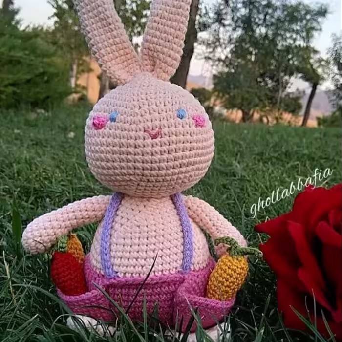 عروسک خرگوش بافتنی 1 اندازه 20 سانت
