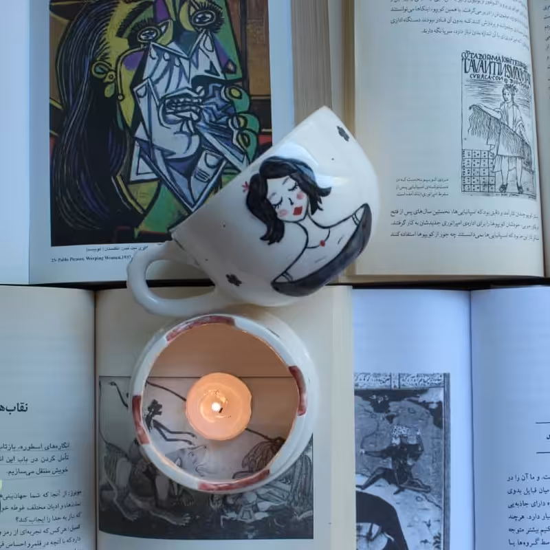 ست ماگ لاته خوری همراه پایه وارمر و زیر لیوانی.قابل سفارش