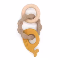 دندانگیر سیلیکونی چوبی نهنگ - زرد