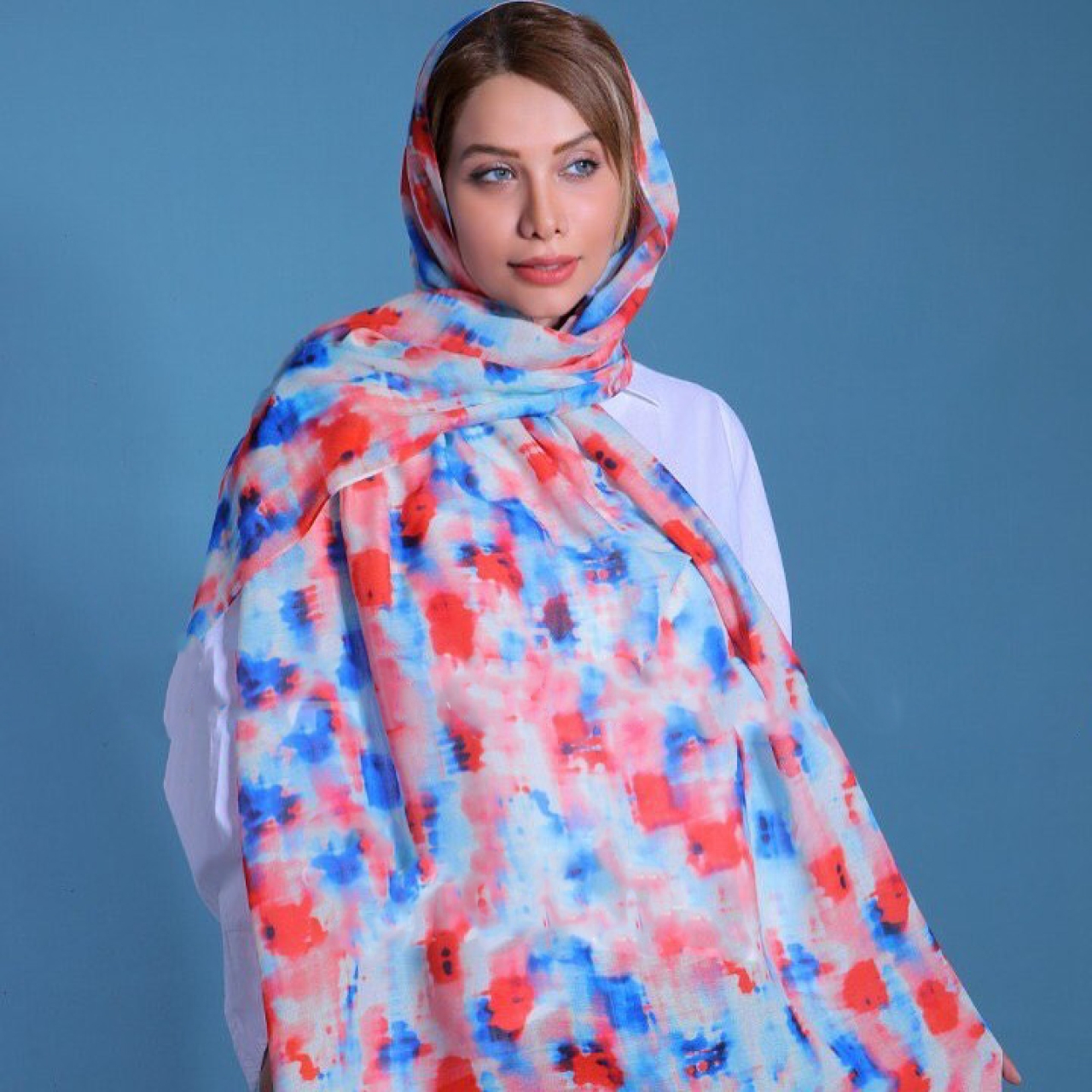 روسری زنانه نخی مدل آبرنگی