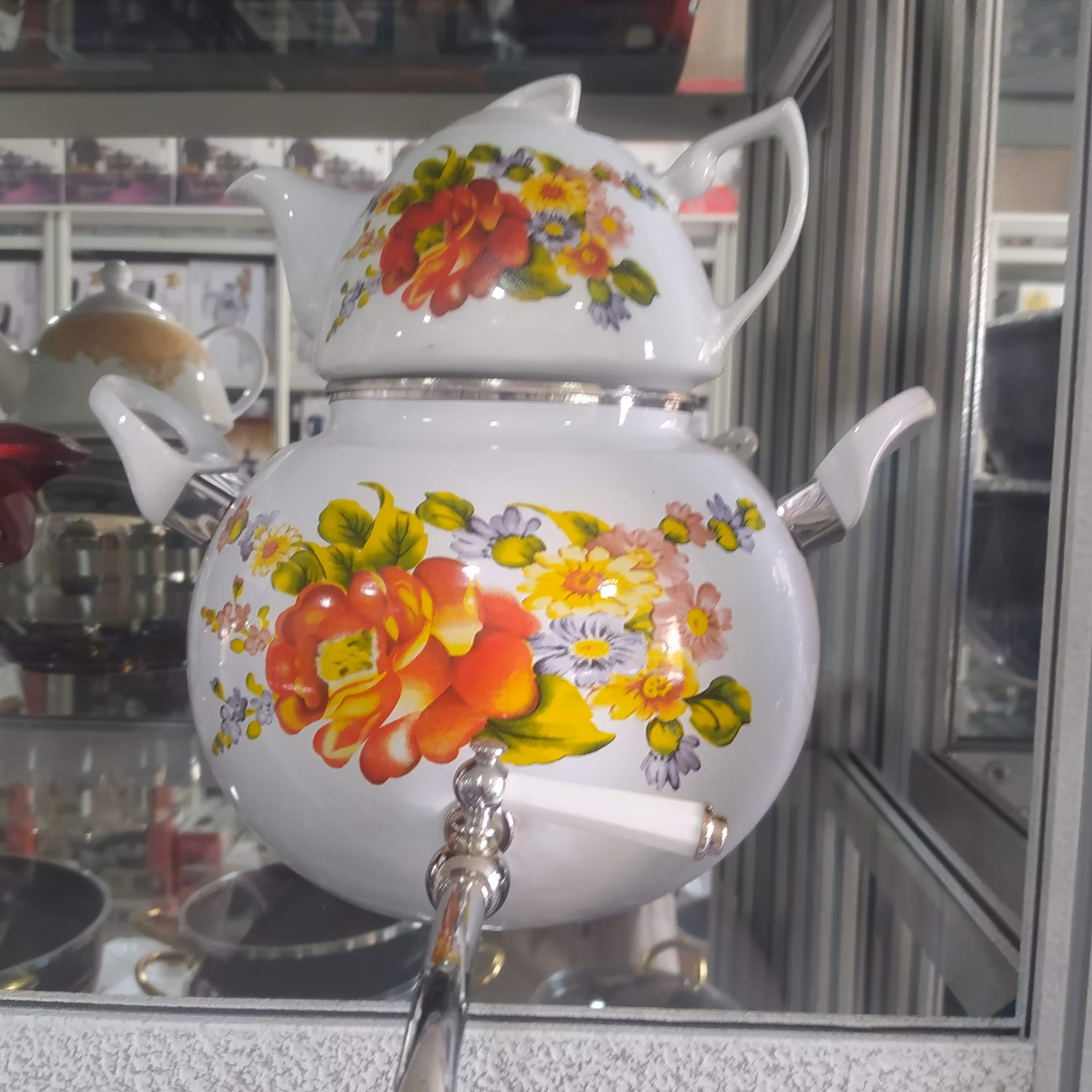 کتری قوری طرح دار گل