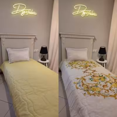 لحاف یک نفره طرح اسلیمی زرد