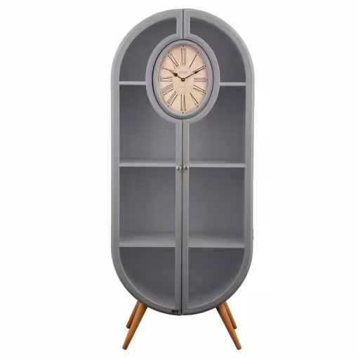 ویترین و کتابخانه چوبی مدل WOODHILL کد HGDC-82 رنگ طوسی