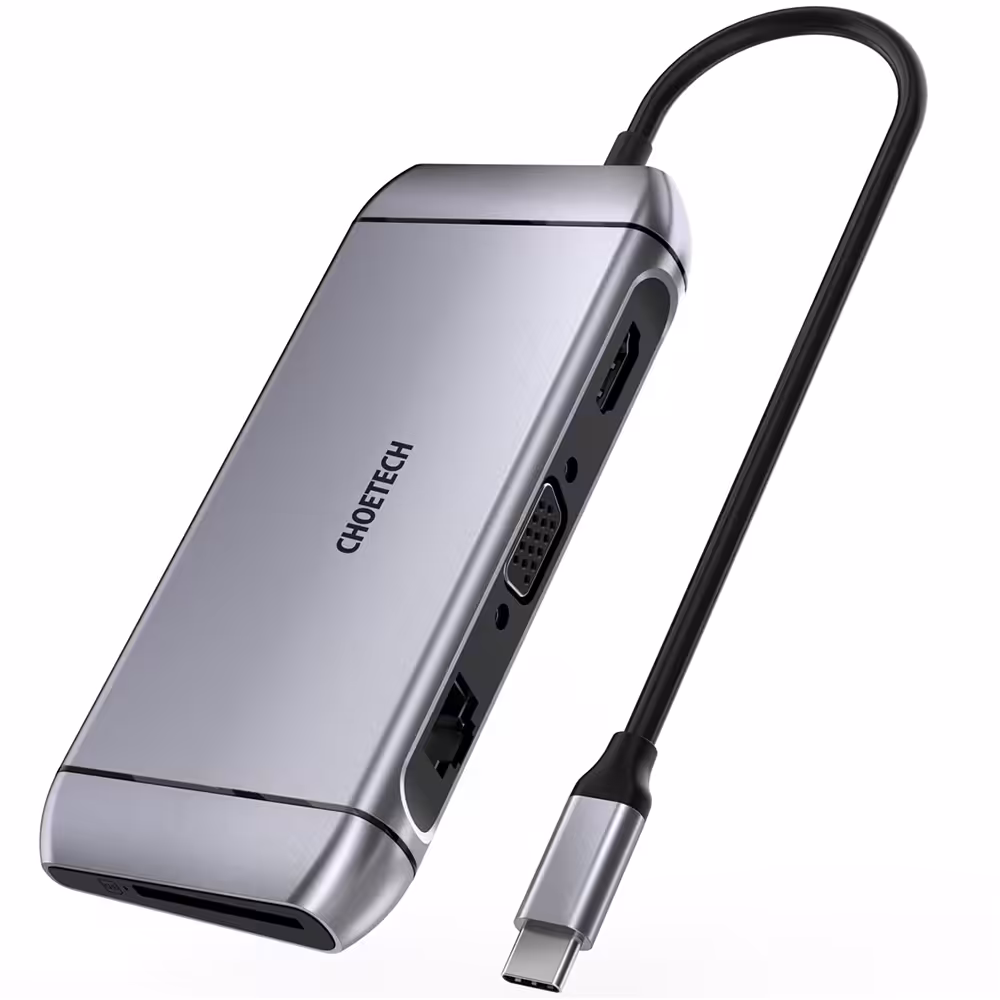هاب حرفه ای CHOETECH چویتِک 9 پورت USB-C مدل HUB-M15 - Hiapple.ir