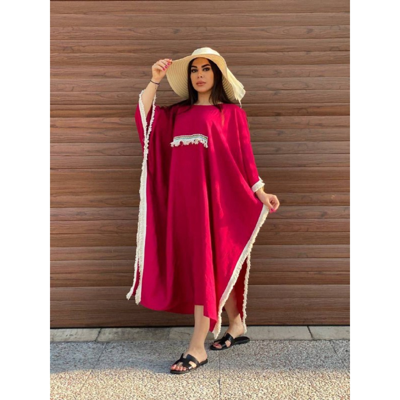 مانتو زنانه پیراهنی جلو بسته سایز بزرگ رنگ سرخابی