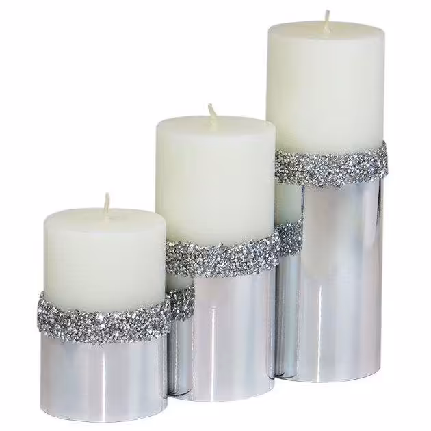 شمع استوانه ای  نقره ای