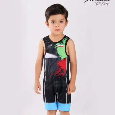 دوبنده کشتی طرح تیم ملی رنگ مشکی با باند آبی در همه سایز موجود است 