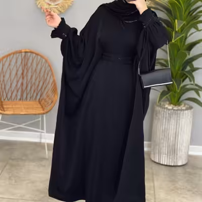 عبا مجلسی کرپ الیزه مدل نور - کد 1048