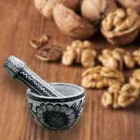 هاون سنگی بزرگ قلم  کاری شده سوغات اصیل مشهد مقدس           