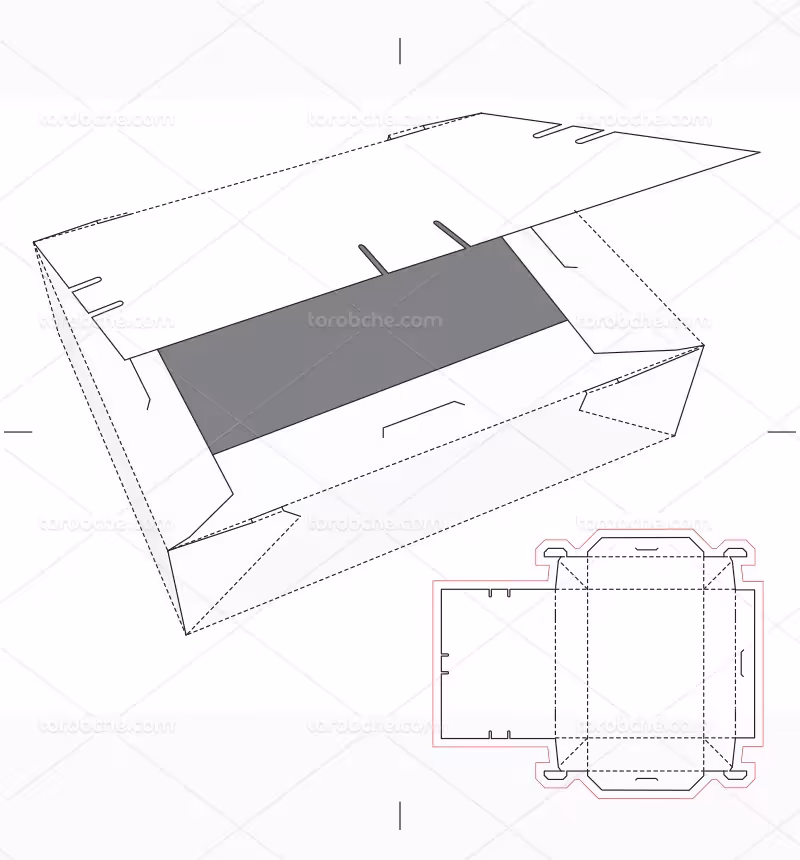 وکتور صفحه گسترده جعبه مکعب مستطیلی درب دار | گرافیک با طعم تربچه