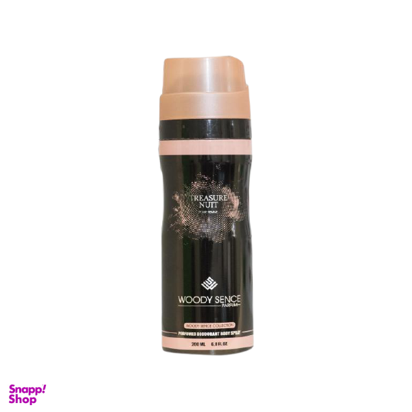 اسپری خوشبو کننده بدن زنانه وودی سنس (Woody Sence) مدل Treasure Nuit حجم 200 میلیلیتر