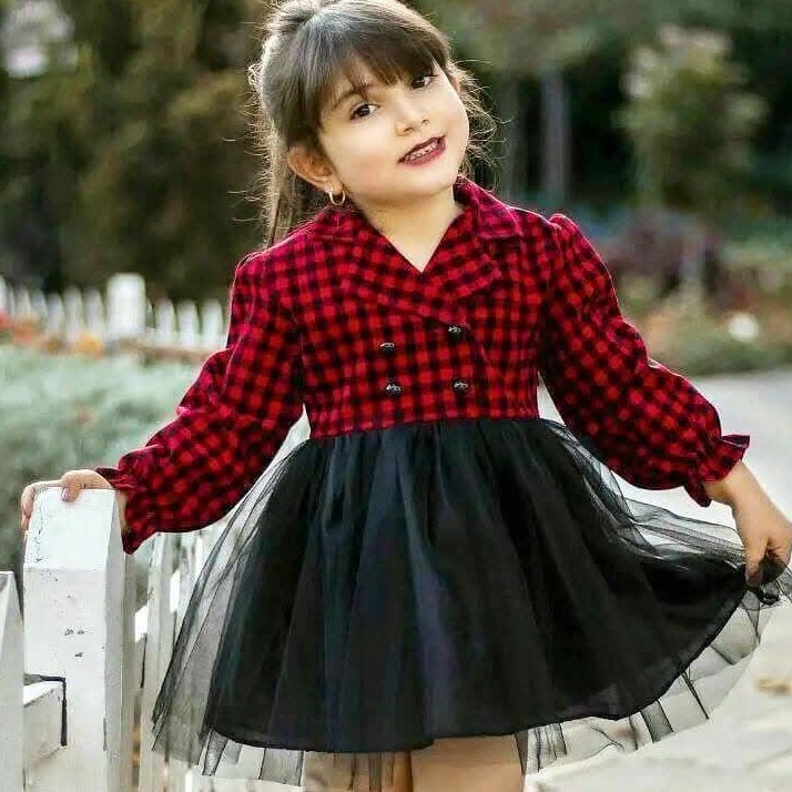 پیراهن مجلسی دخترانه پشمی تک رنگ