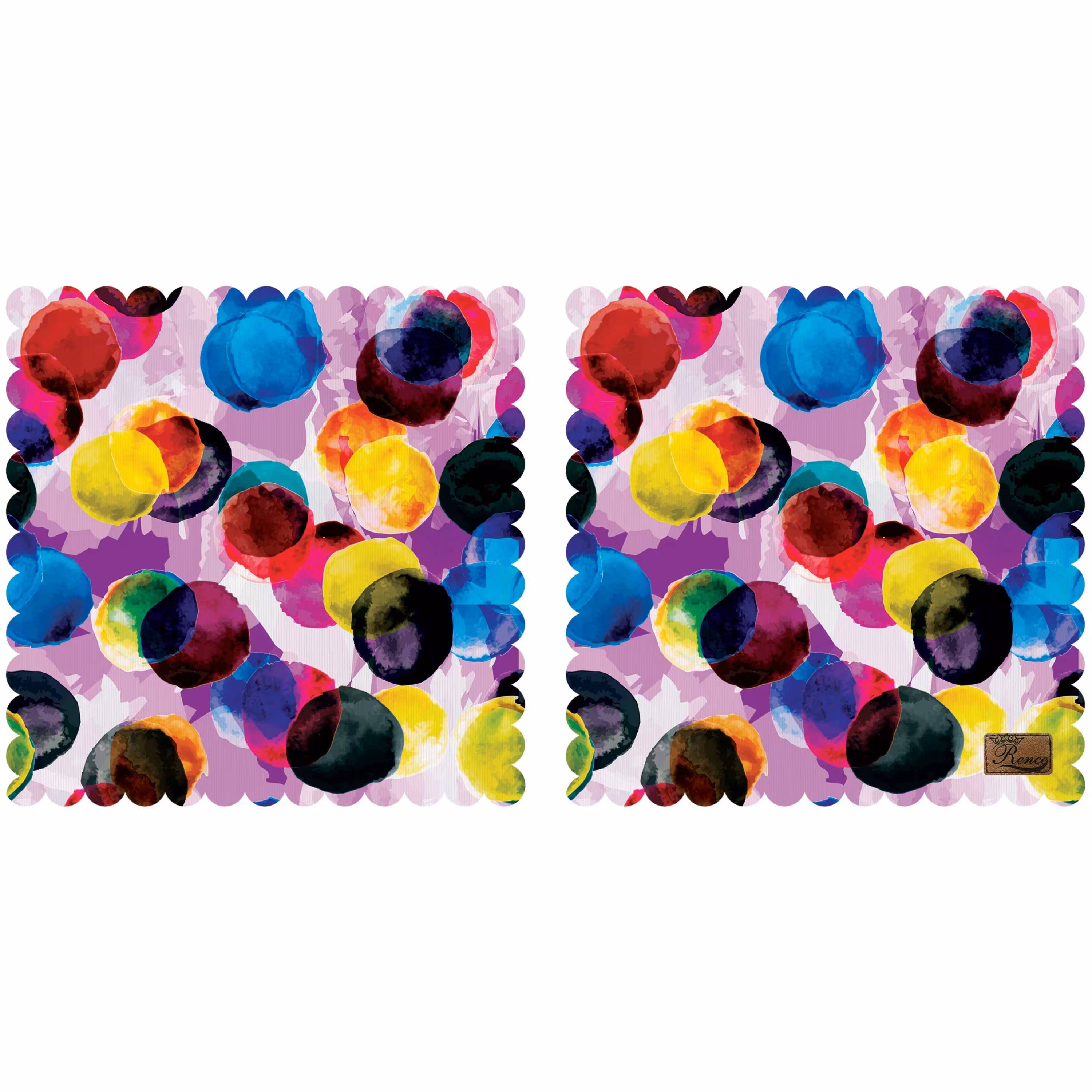 رومیزی مخمل طرح دایره رنگی دو عدد سایز 40 در 40 مدل T3-548 شرکت رنس