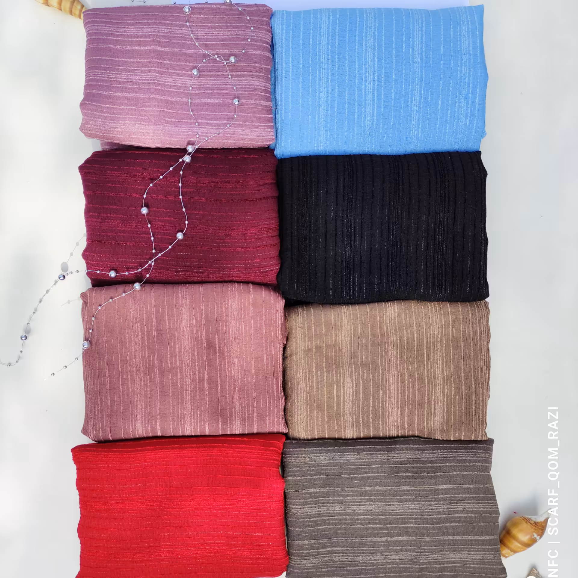 شال مخمل میله ای پاییزه لمه دار