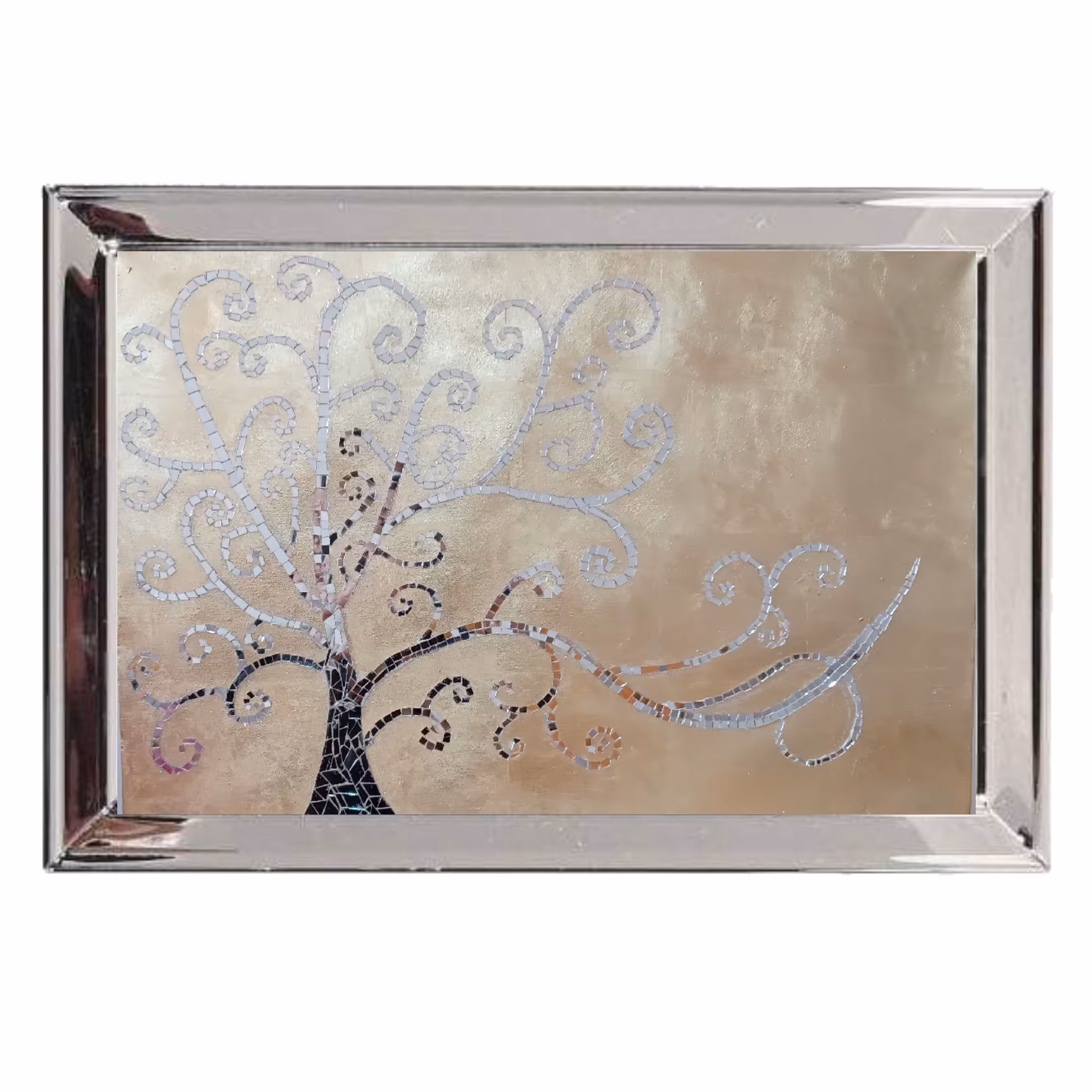 تابلو آینه کاری  درخت 50 در 70 با قاب آینه ای. هنر دست