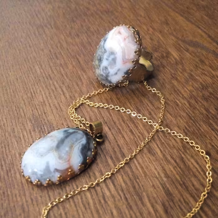 انگشتر و گردنبند جاسپر، ست انگشتر و گردنبند